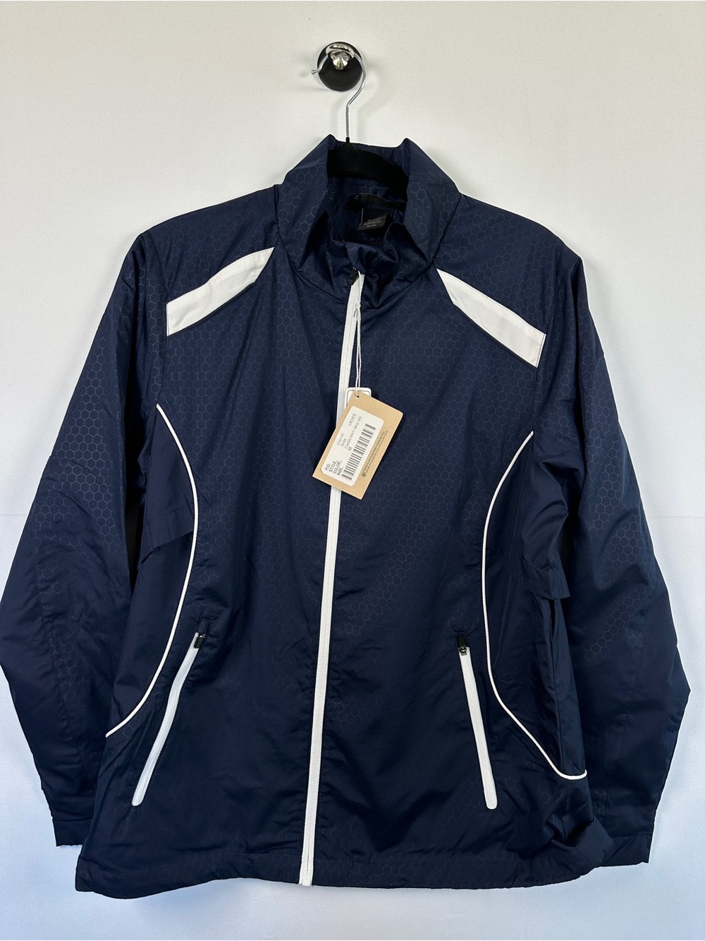North End E.C.O. Recycled Polyester Lightweight Jacket Navy White Size M NWT